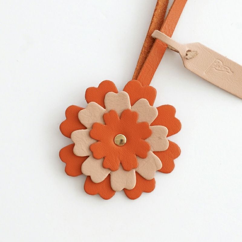 LEATHER FLOWER CHARM - Orange / Pink - | Letra｜レトラ公式通販