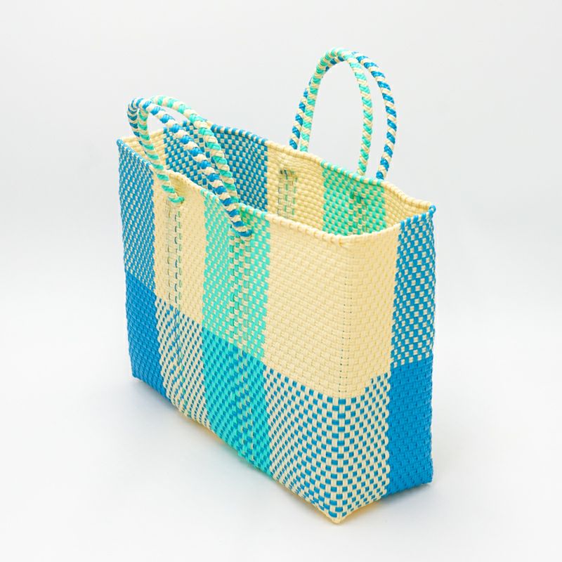MERCADO BAG - BLOCKS - Cream / Lt.Blue / Mint (SHORT S) | Letra