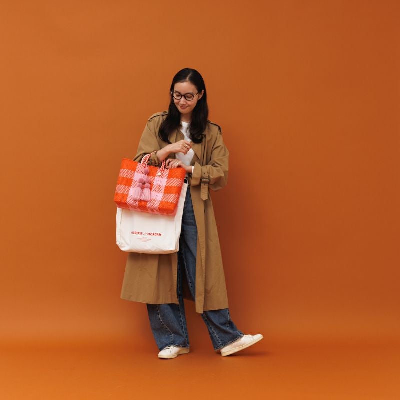 MERCADO BAG - BIG CHECK - Orange /Pink (SHORT S) | Letra｜レトラ
