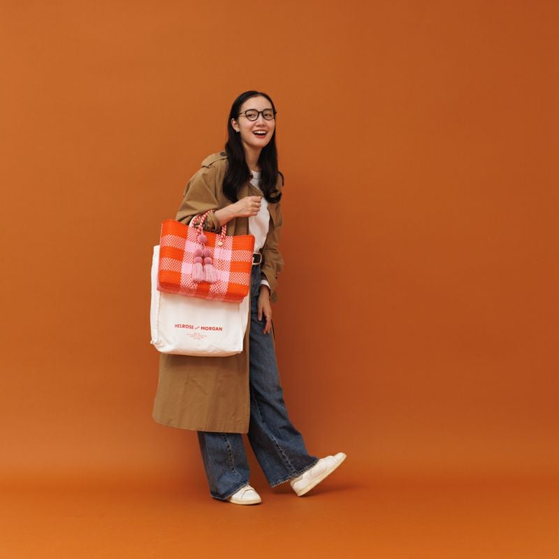 MERCADO BAG - BIG CHECK - Orange /Pink (SHORT S) | Letra｜レトラ