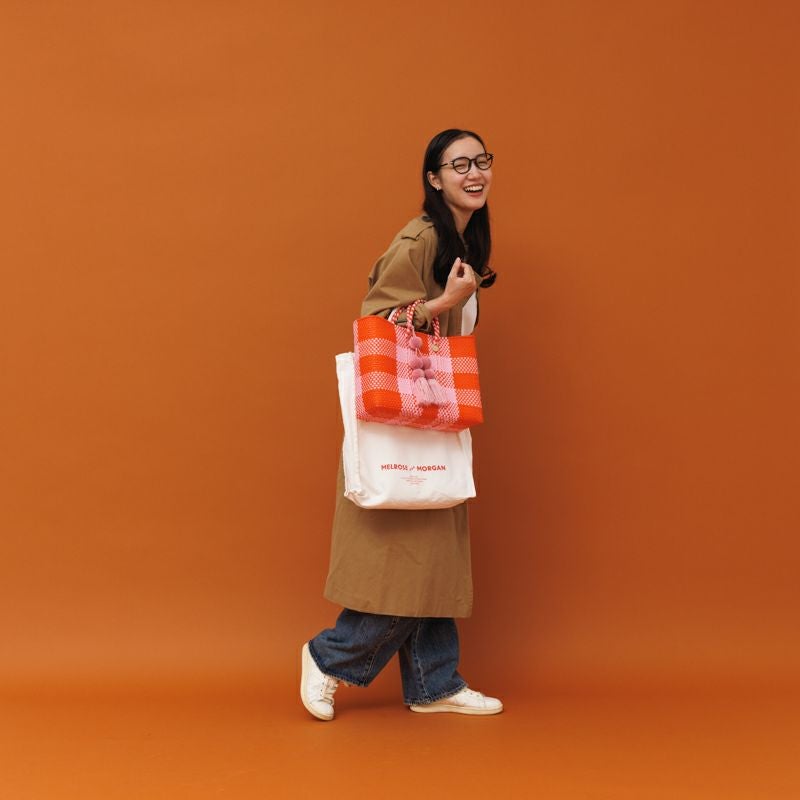 MERCADO BAG - BIG CHECK - Orange /Pink (SHORT S) | Letra｜レトラ