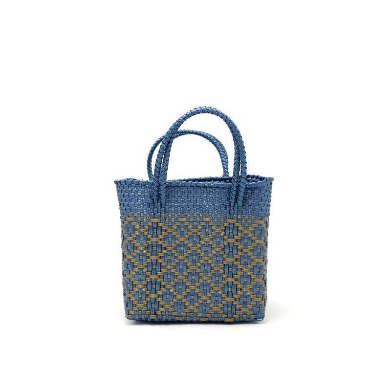 MERCADO BAG - FINE ROMBO - Metallic Blue / Gold (DICE) | Letra