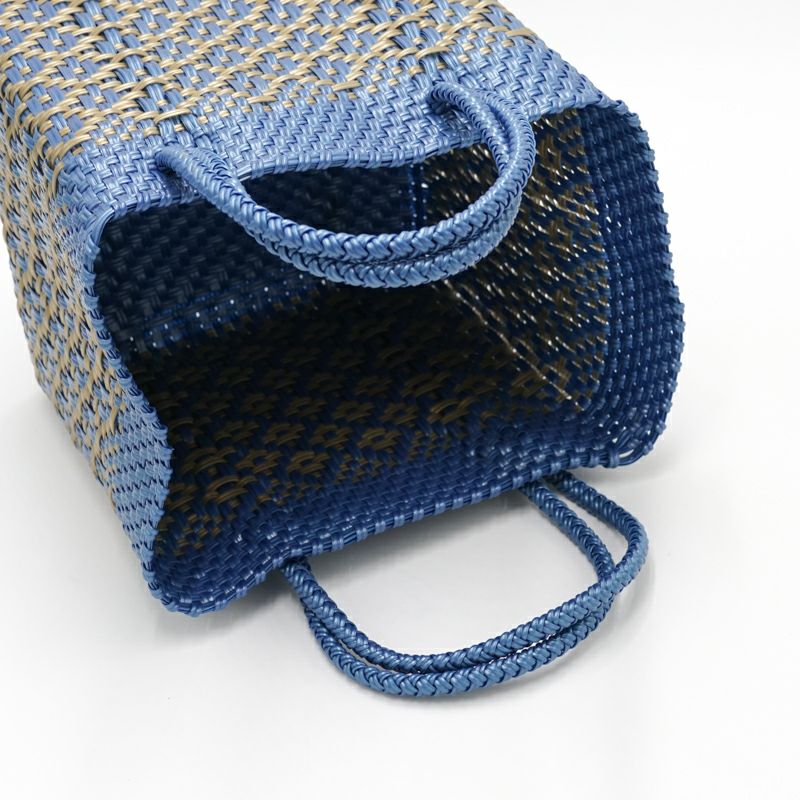 MERCADO BAG - FINE ROMBO - Metallic Blue / Gold (DICE) | Letra