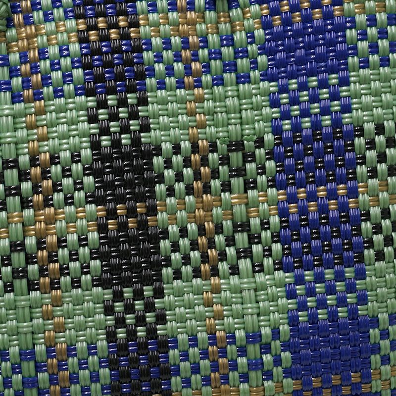 MERCADO BAG - TARTAN CHECK - LONG HANDLE - Metallic Green / Navy