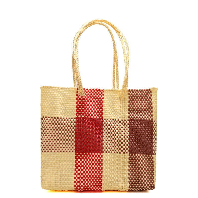 MERCADO BAG - TABLERO - LONG HANDLE - Cream / Red / Copper (M