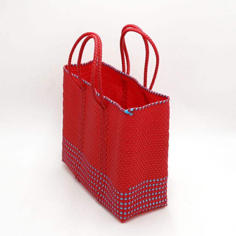 MERCADO BAG - HALF CHECK - Red / Light Blue (S) | Letra｜レトラ