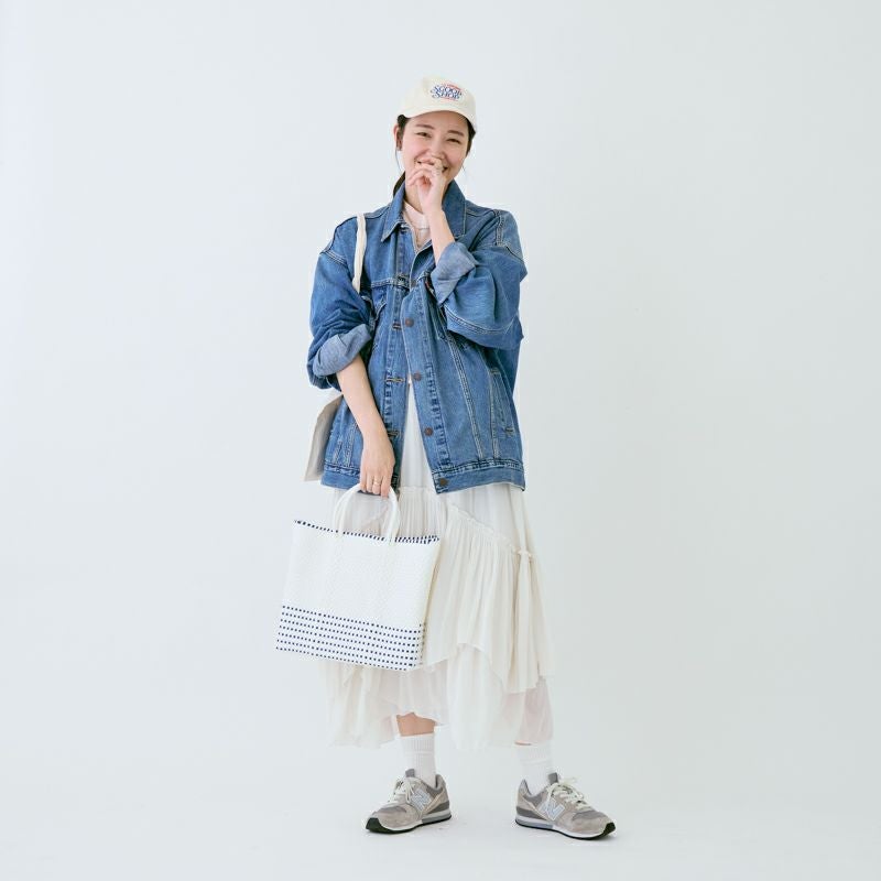 MERCADO BAG - HALF CHECK - White / Navy (S) | Letra｜レトラ公式通販