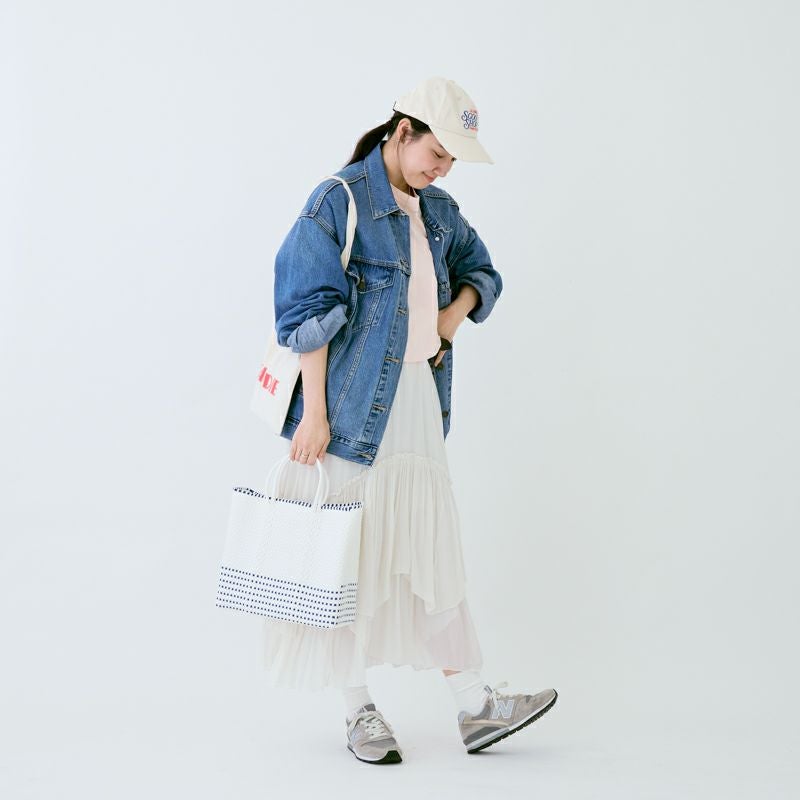 MERCADO BAG - HALF CHECK - White / Navy (S) | Letra｜レトラ公式通販