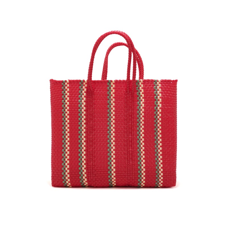 MERCADO BAG - LINEA - Red / Metallic Green / Cream (S) | Letra