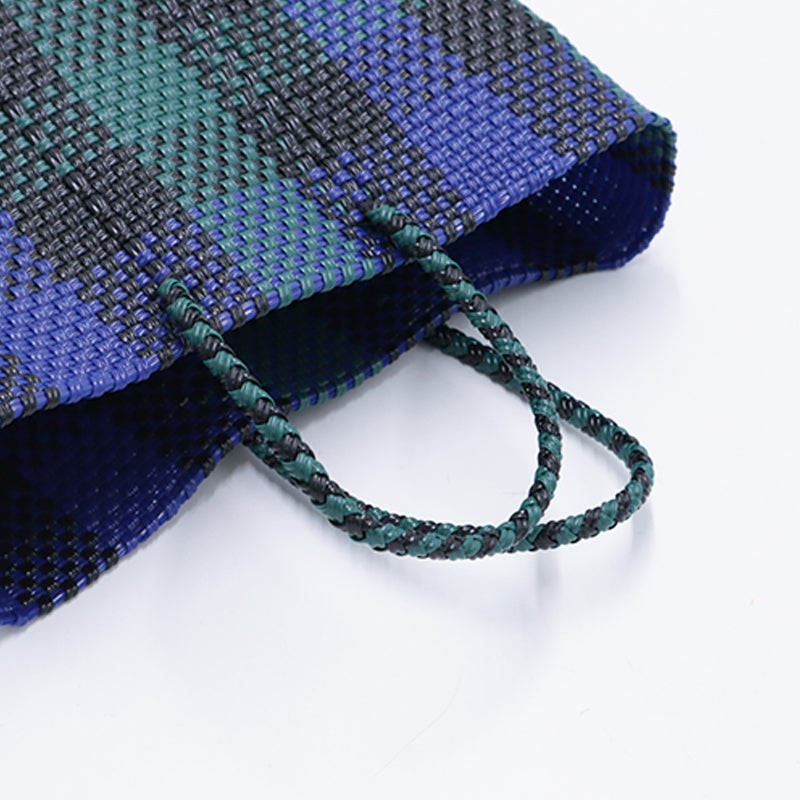 MERCADO BAG - 3COLORS CHECK - Black / Dark Green / Navy (XS