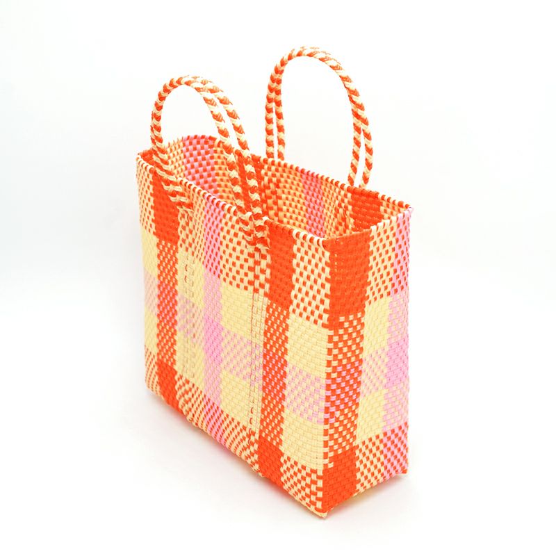 新品未使用・ レトラ メルカドバッグ 3COLORS CHECK MERCADO BAG - 3COLORS CHECK - Cream / Pink / Orange (S) | Letra