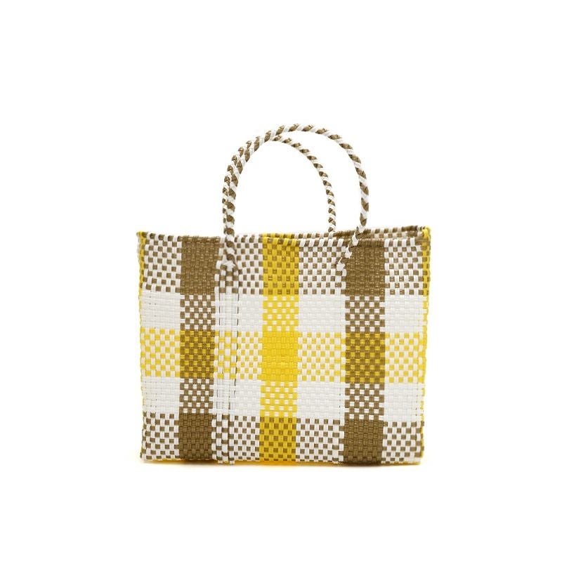 MERCADO BAG - 3COLORS CHECK - White / Yellow / Gold (XS) | Letra