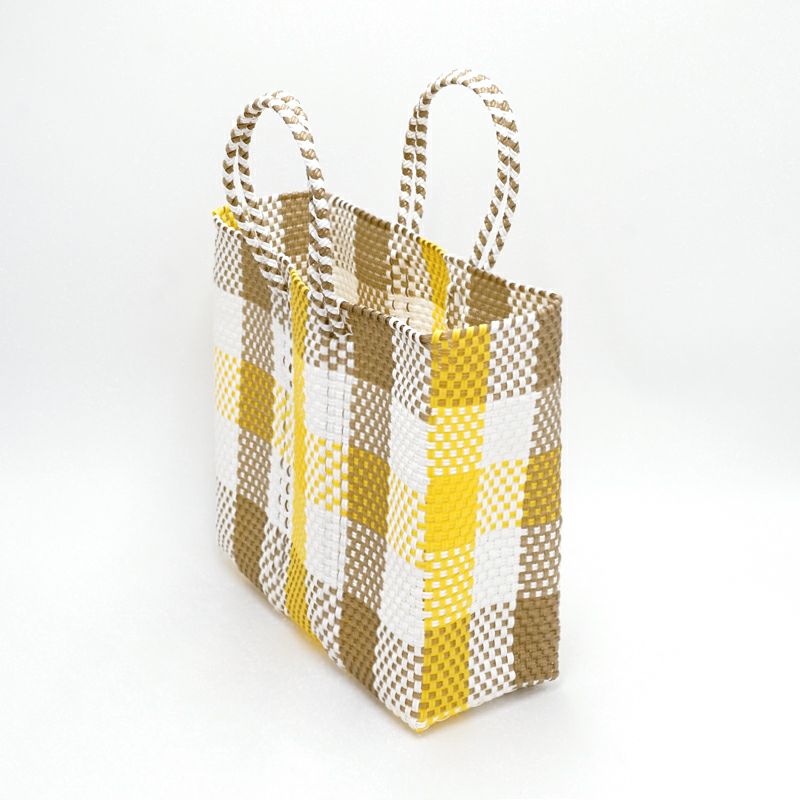MERCADO BAG - 3COLORS CHECK - White / Yellow / Gold (S) | Letra