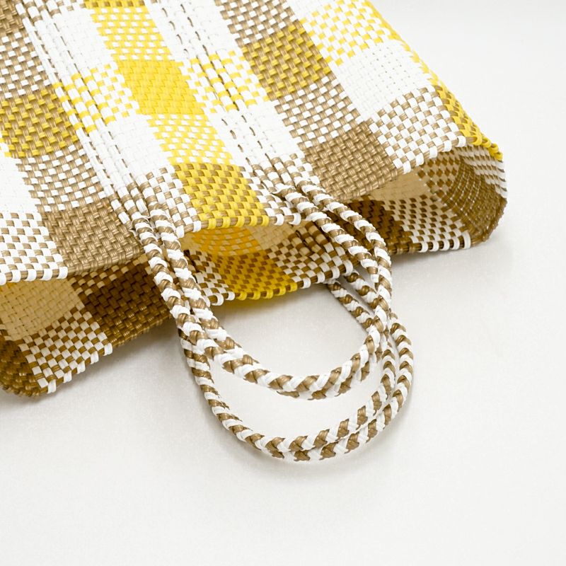 MERCADO BAG - 3COLORS CHECK - White / Yellow / Gold (S) | Letra