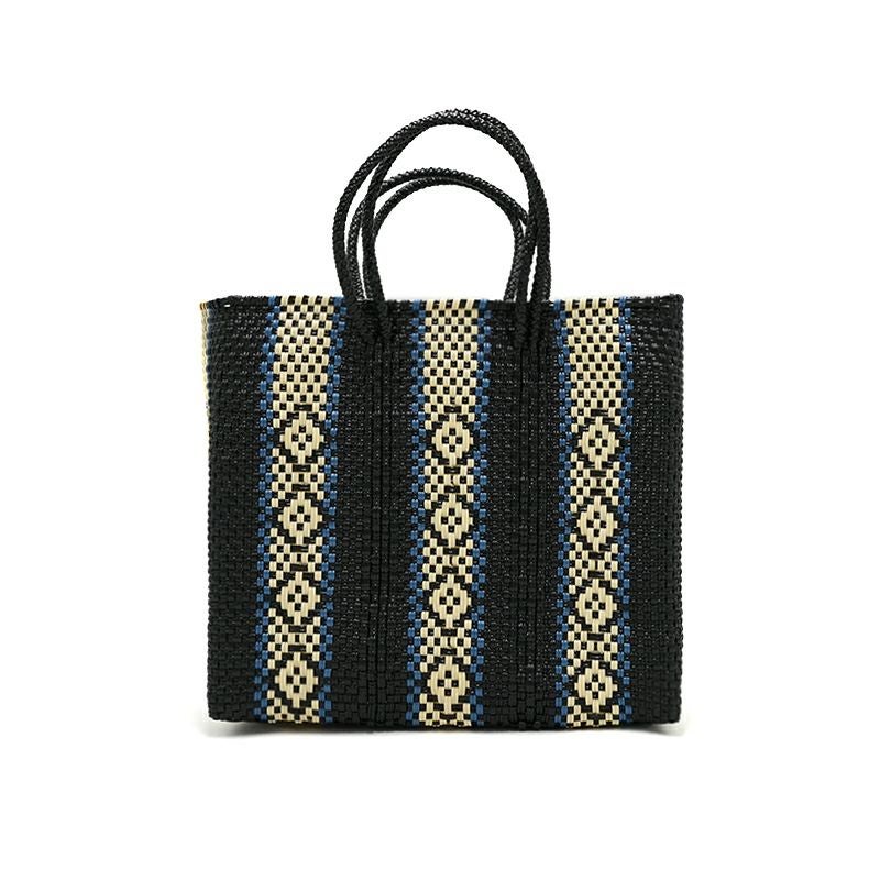 MERCADO BAG - SERIE - Black / Cream / Metallic Blue (S) | Letra