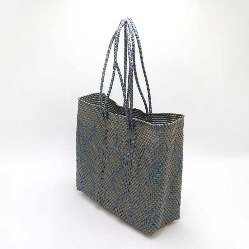 MERCADO BAG - RITMO - LONG HANDLE - Gold / Metallic Blue (M