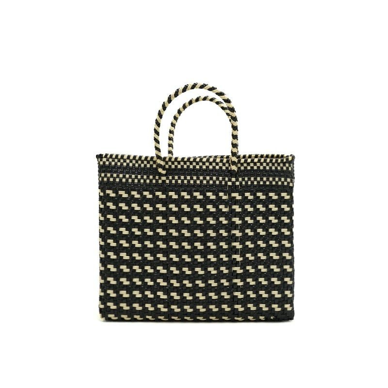 MERCADO BAG - 3COLORS CHECK - White / Metallic Blue / Gold (S