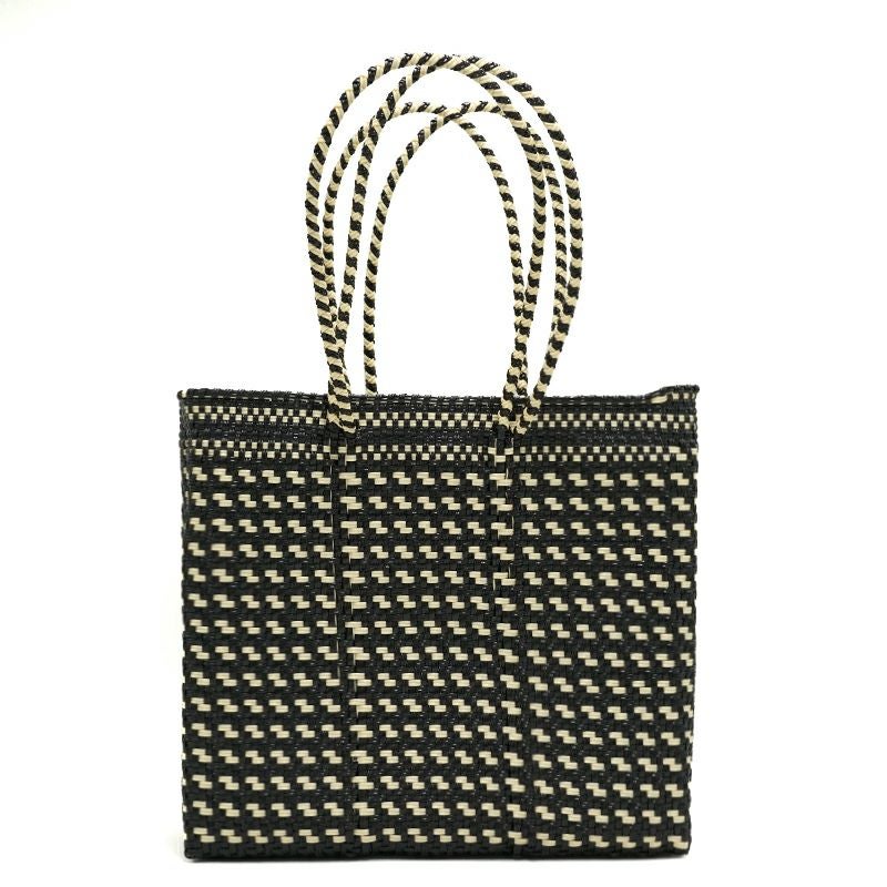 MERCADO BAG - HOUNDSTOOTH - LONG HANDLE - Black / Cream (M