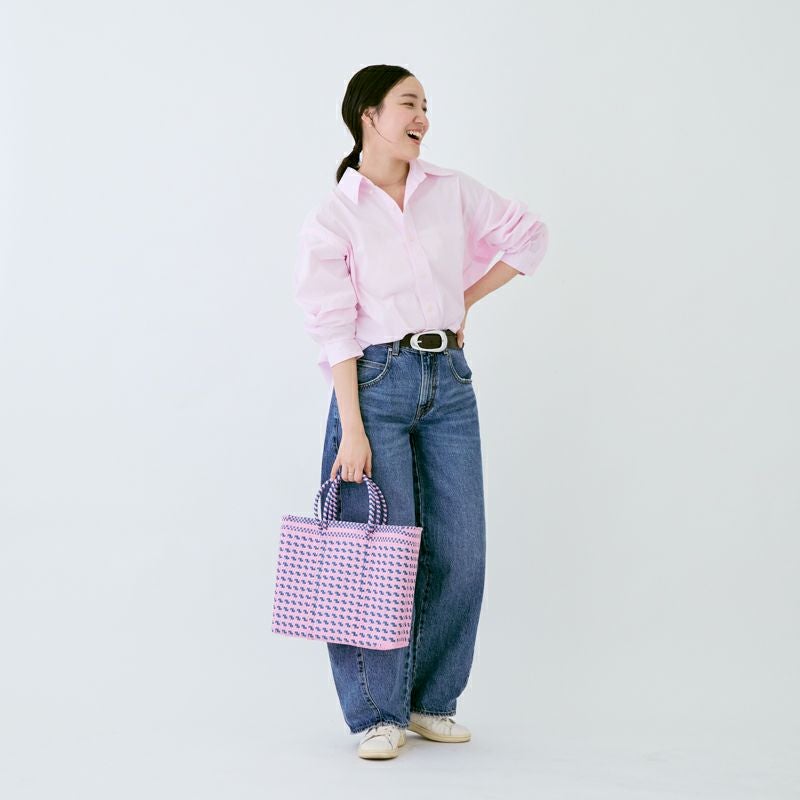 MERCADO BAG - HOUNDSTOOTH - Pink / Metallic Blue (S) | Letra