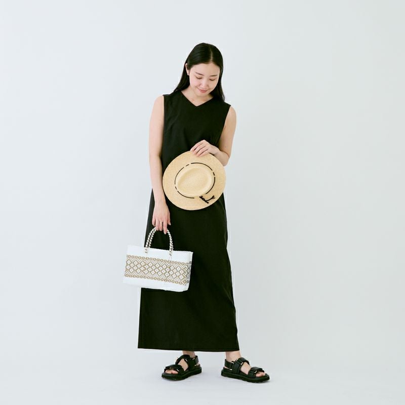 MERCADO BAG - MIMOSA - White / Gold (SHORT XS) | Letra｜レトラ公式通販