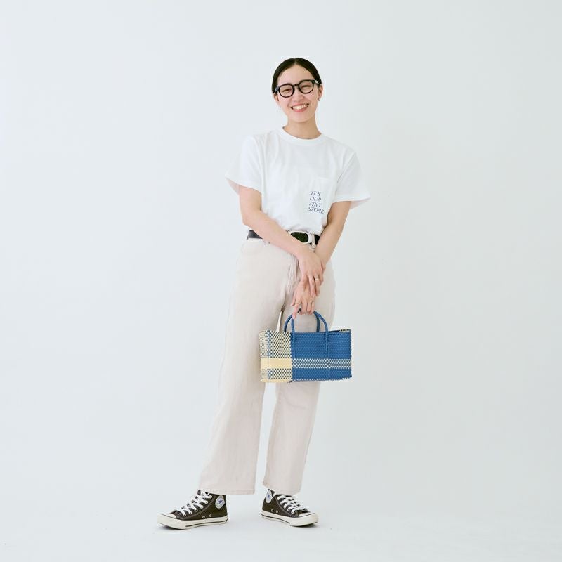 MERCADO BAG - CROSS LINE - Metallic Blue / Cream (SHORT XS