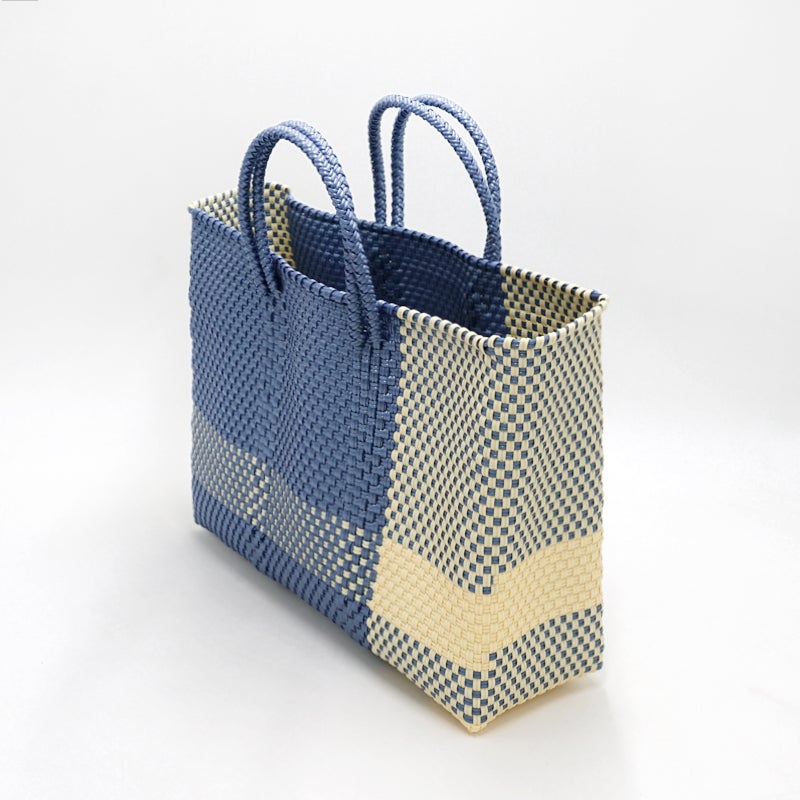 MERCADO BAG - CROSS LINE - Metallic Blue / Cream (SHORT S) | Letra