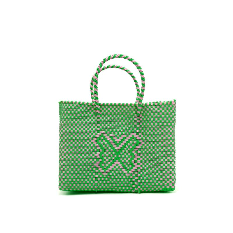 （やっち様）レトラ2点メルカドバッグMサイズ グリーン・ピンク MERCADO BAG - CHICA - FAIRY - Light Green / Pink (XXS) | Letra