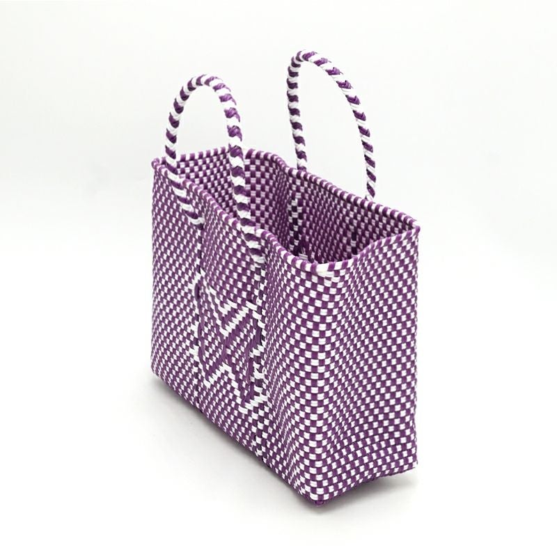 パープル＆ホワイト♡ハンドメイド♡新品♡メルカド♡カゴバッグ♡軽量 MERCADO BAG - CHICA - FAIRY - Purple / White (XXS) | Letra｜レトラ
