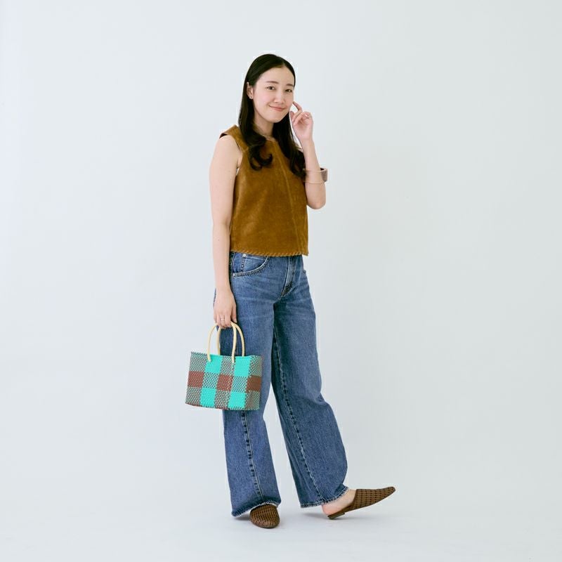 MERCADO BAG - CHICA - CHECK - Copper / Mint (XXS) | Letra｜レトラ