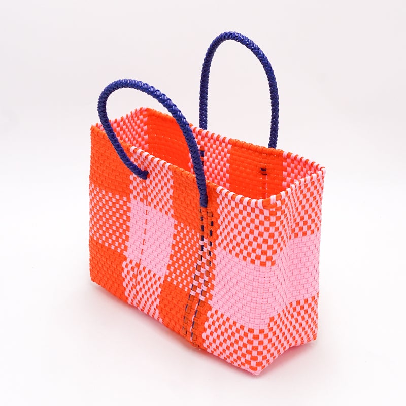 ト*ノ様 ★メルカドバッグ　チェック★ MERCADO BAG - CHICA - CHECK - Pink / Orange (XXS) | Letra｜レトラ