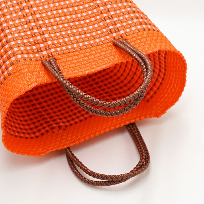 外国製マルチ籠 MERCADO BAG - DICE - MOSAIC - Orange / Pink / Copper | Letra