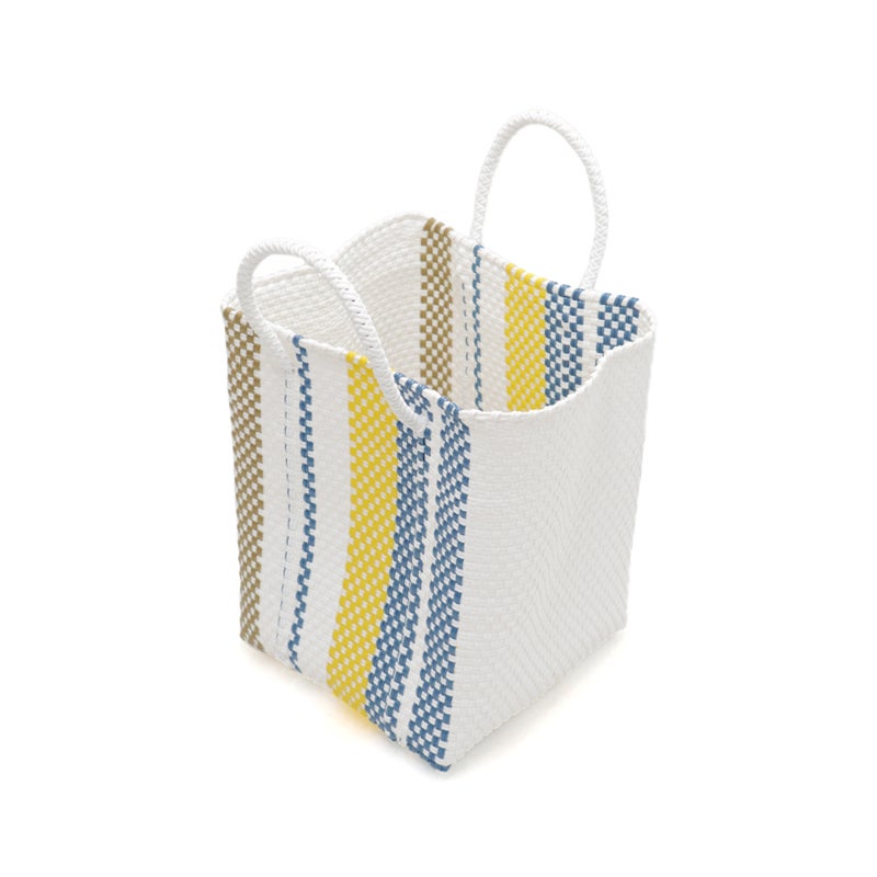 MERCADO BUCKET - MULTI STRIPE -White / Metallic Blue / Yellow
