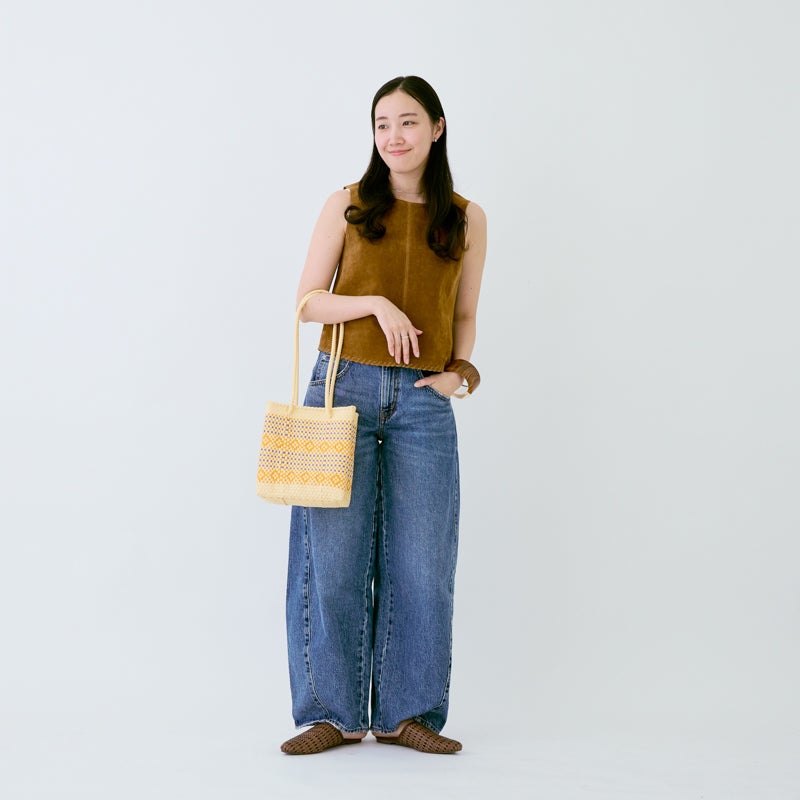MERCADO BUCKET SLIM STYLE - GARDEN - Cream / Yellow / Metallic