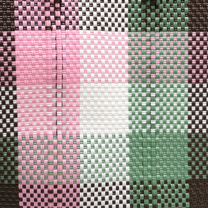 MERCADO BAG - MULTI COLOR CHECK - LONG HANDLE - Brown / Pink