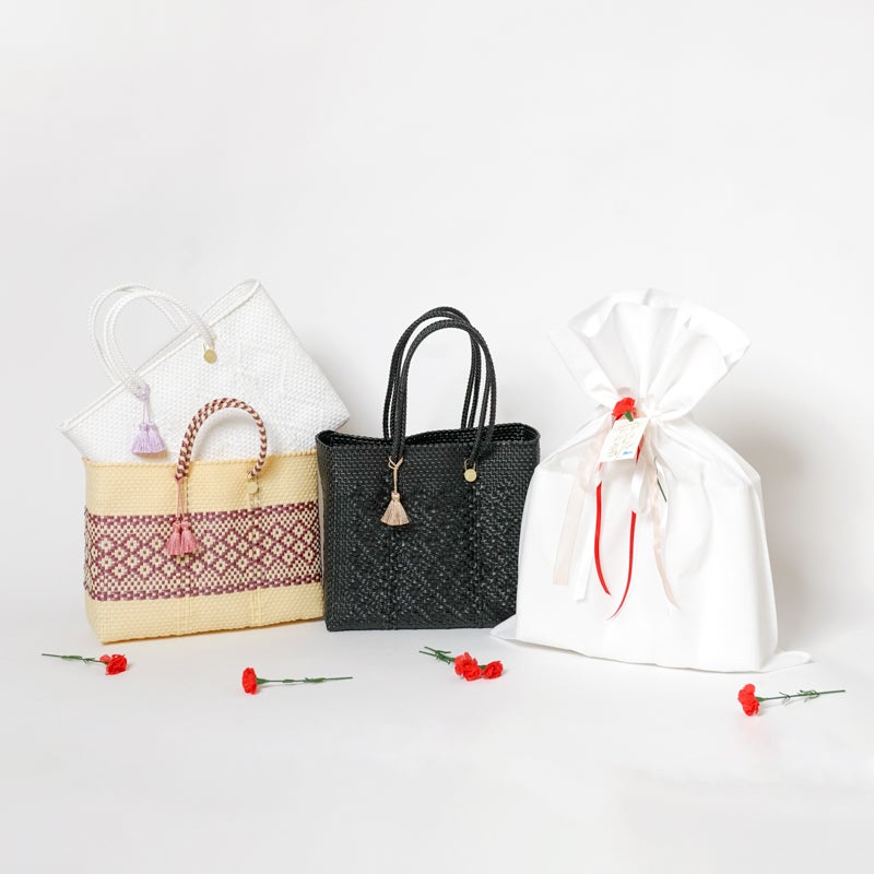■メルリ■　ハンドメイド商品 Mother's DAY Gift BAG - MIMOSA - Cream / Metallic Pink (SHORT S