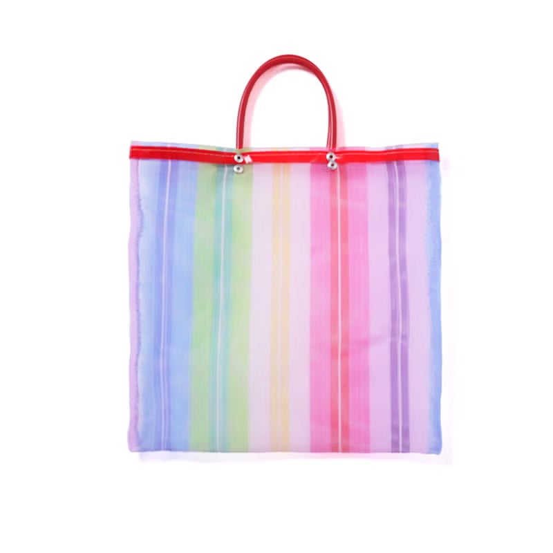 MERCADO BAG - 3COLORS CHECK - White / Metallic Blue / Gold (S