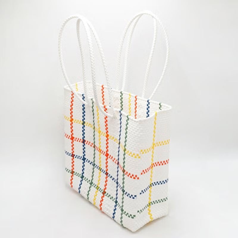 MERCADO BAG - LATTICE - LONG HANDLE - White / Multi Color (M)【one