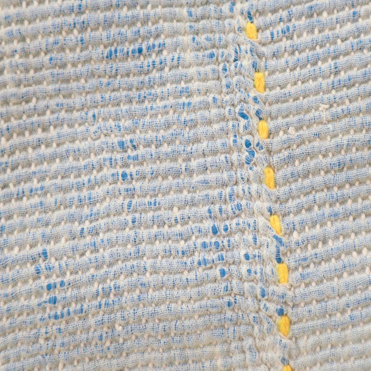 古いハギレを組み合わせているため、色褪せやほつれが見られます
