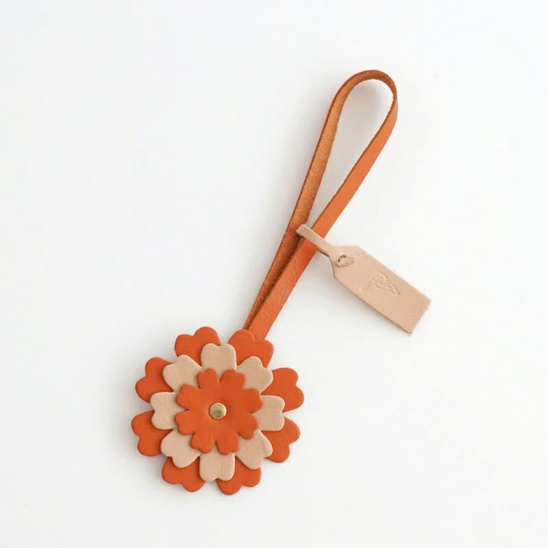 LEATHER FLOWER CHARM - Orange / Pink 【One and Only store vol.02